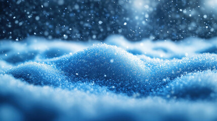 Seasonal backgrounds of winter scenes with softly falling snowflakes on a gradient blue backdrop
