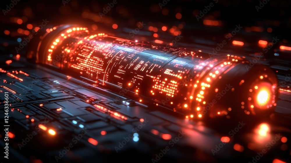 Poster technology background with glowing data nodes and seamless connectivity