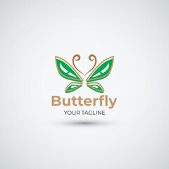 Abstract green butterfly logo design