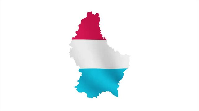 The Flag of LUXEMBOURG Waves Within Its Map with Beautiful Animation