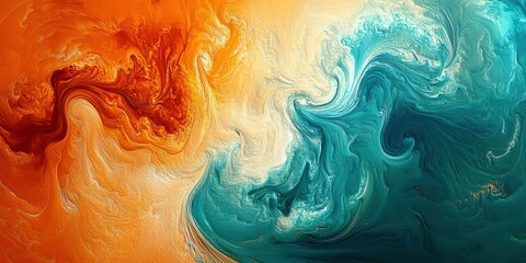 The image presents an energetic blend of colors in swirling patterns, offering emotional appeal and a contemporary abstract art style, perfect for inspiring creativity and movement.