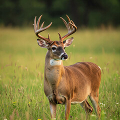 Fototapeta premium Elk deer in the mountains jungle grass