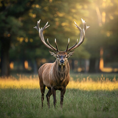 Naklejka premium Elk deer in the mountains jungle grass