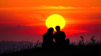 Silhouette of a Couple at Sunset