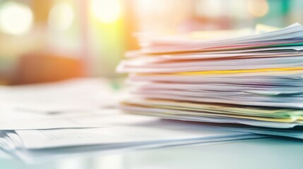 Financial documents and bundles of cash stacked on a table, representing money laundering, fraud, and illegal transactions.