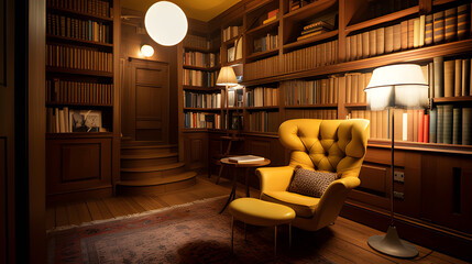 A_library_with_floor-to-ceiling_wooden_bookshelves