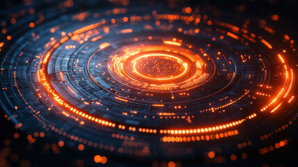 Obraz premium Technology backgrounds featuring futuristic glowing circuits arranged in circular patterns