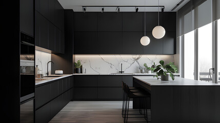 A_minimalist_kitchen_with_marble_countertops_matte