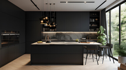 A_minimalist_kitchen_with_marble_countertops_matte