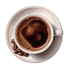 真上から見たコーヒーの水彩風イラスト　生成AI