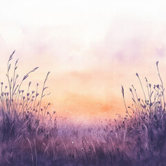 Obraz premium Watercolor boho field in realistic style, evokes peaceful, soothing feelings