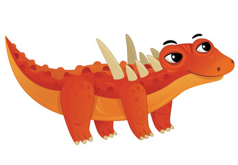 cartoon happy and funny colorful prehistoric dinosaur dino sauropelta isolated illustration for kids