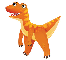 cartoon happy and funny colorful prehistoric dinosaur dino velociraptor isolated illustration for kids