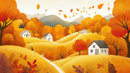 Golden Autumn countryside