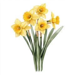 Illustration painted boho style, yellow flowers convey joy