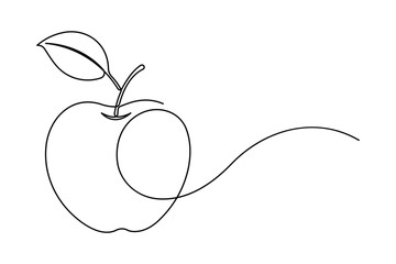 Continuous one line art drawing of apple fruit design vector illustration
