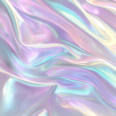 Obraz premium A smooth and elegant holographic background featuring a soft pastel gradient of pink, lavender, sky blue, and mint green.