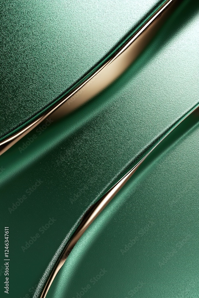 Poster sleek metallic green backdrop featuring elegant embossed shamrock designs and soft reflections creat