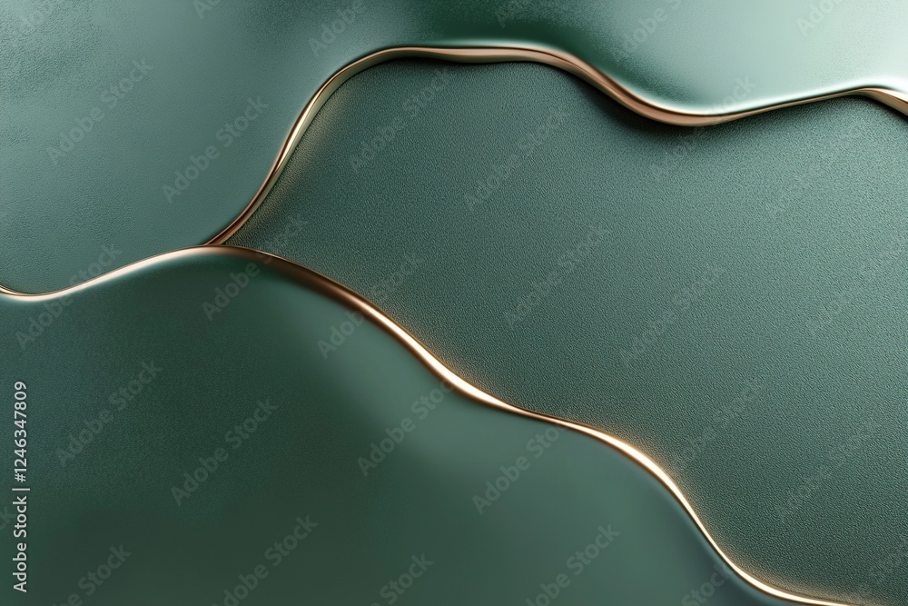 Poster sleek metallic green background displays subtle embossed shamrock patterns and soft reflections, pro
