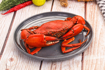 Hot fresh Boiled red crab