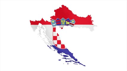 The Flag of CROATIA Waves Within Its Map with Beautiful Animation