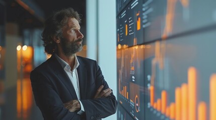 Business professional analyzing data in a modern office environment during the day