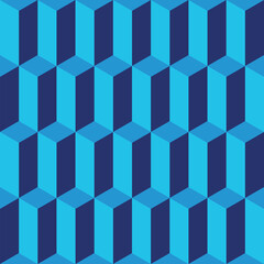 Seamless 3D pattern. Isometric perspective repetetive geometric pattern. Abstract prisms blue