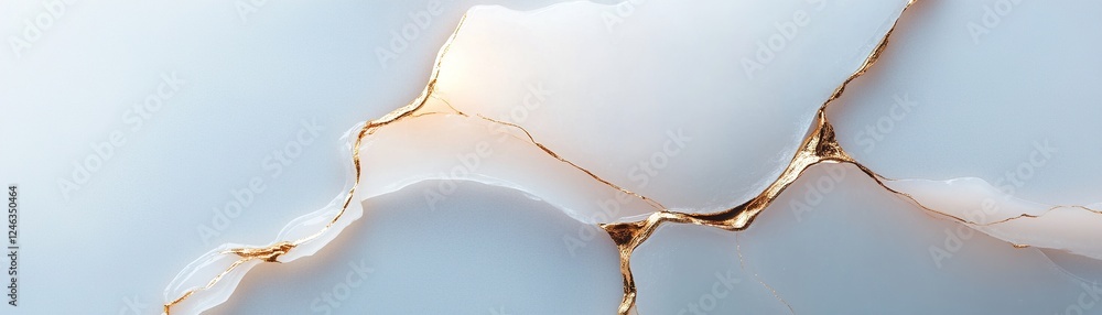 Poster a serene backdrop features a smooth, frosty water surface adorned with delicate gold veins running t