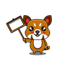 cute vector illustration of a raccon mascot holding a board