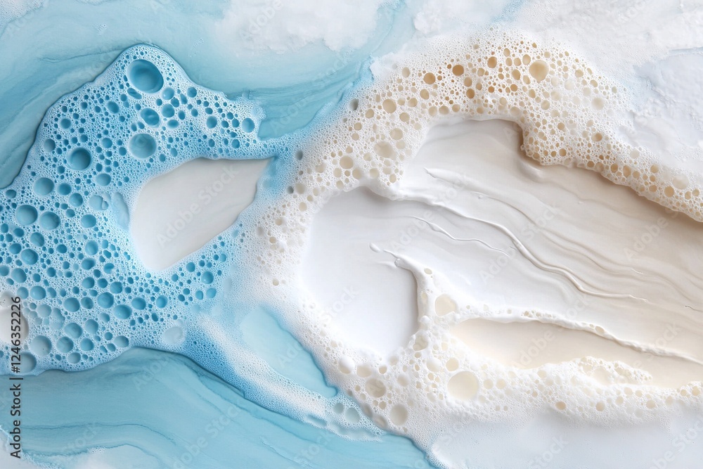 Poster soft watercolor blend showcases various blue tones with gentle white accents, creating an artistic a