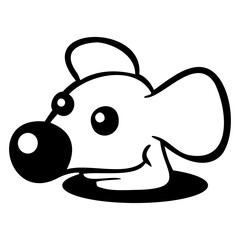 Mouse Big Nose Floor Hole Mouse Looks Cute Funny Design Lover Art Vector Illustration Card T-Shirt Poster Sticker Graphic Print Decorative Drawing Isolated Logo Decoration Symbol Creative Cool Style
