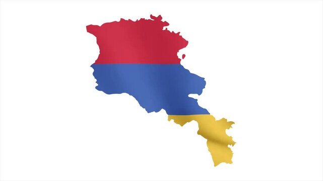 The Flag of ARMENIA Waves Within Its Map with Beautiful Animation