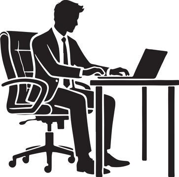 recommend clip art: business man working on laptop
