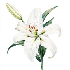 Fototapeta premium White lily illustration is graceful and charming