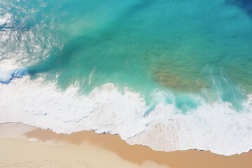 Soft blue ocean wave or clear sea on sandy beach summer concept