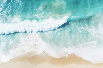 Fototapeta premium Soft blue ocean wave or clear sea on sandy beach summer concept