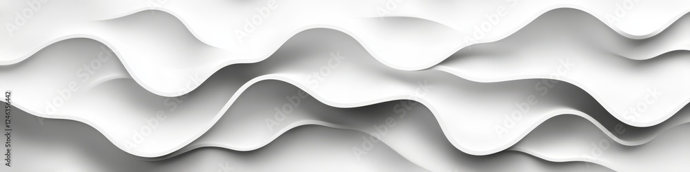 Aufkleber seamless soft white 3d low profile gradient waves pattern, elegant abstract background design