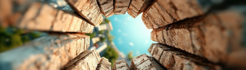 Looking Upward A Perspective on Technological Advancement and Environmental Responsibility, inspired by images that demonstrate the concept of High-tech facility transforming discarded electronics