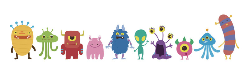 可愛らしい手描きのエイリアンのライン © モツ煮子