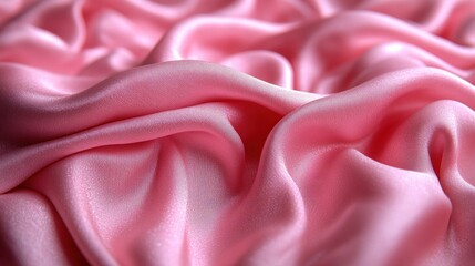 Obraz premium Pink silk fabric drapes, close-up, studio, soft background, textile design
