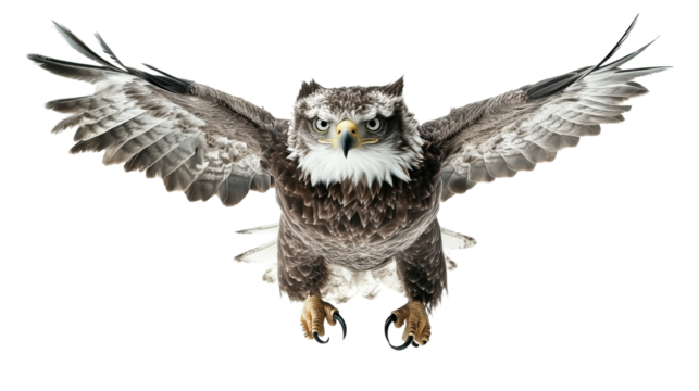 3D Illustration of a Bald Eagle Soaring with Extended Talons Isolated on Transparent Background - Powered by Adobe