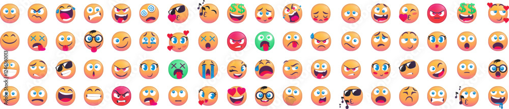 Poster a collection of diverse emoji faces displaying various expressions.