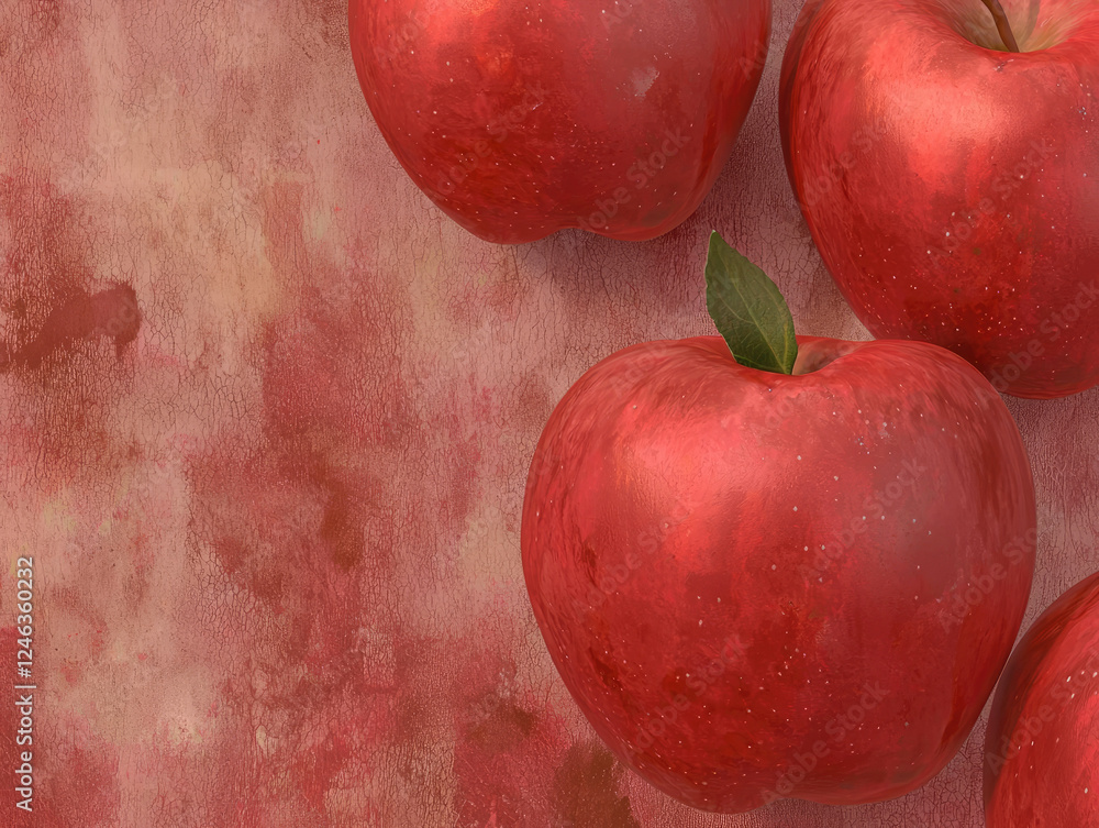 Poster red apples with subtle texture background create seamless and minimalistic design