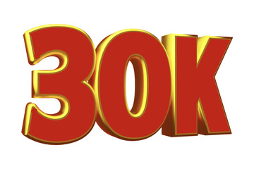 30k follower 3d render red and golden PNG image 