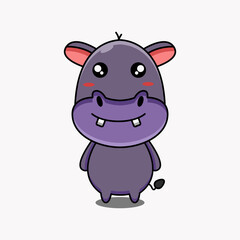 cute vector illustration of hippo mascot