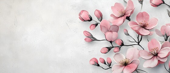 A white background with pink flowers
