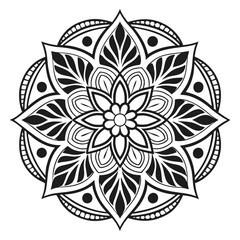 mandala black and white in design with white background