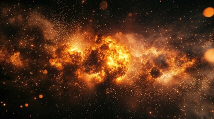 Fototapeta premium Stunning Cosmic Explosion with Fiery Colors and Bright Stars