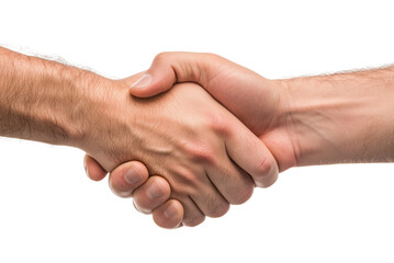 Close-Up of Two Businessmen Shaking Hands in a Formal Agreement Isolated on Transparent Background
