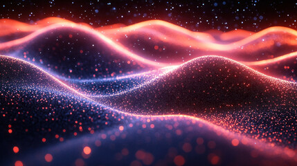 Abstract backgrounds with glowing particles forming flowing wave patterns